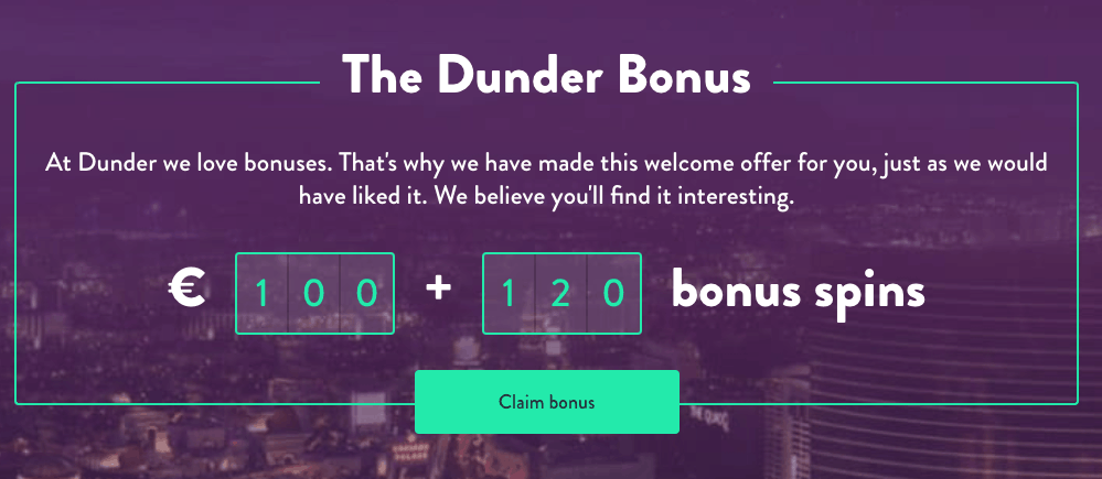 Dunder Casino Review - Welcome Bonus
